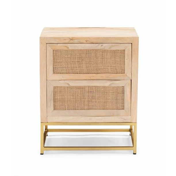 Janie 2-Drawer Rattan Cabinet, Natural and Gold | Walmart (US)