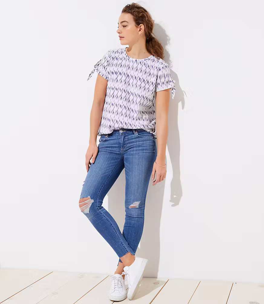 Modern Step Hem Skinny Jeans in Light Vintage Wash | LOFT