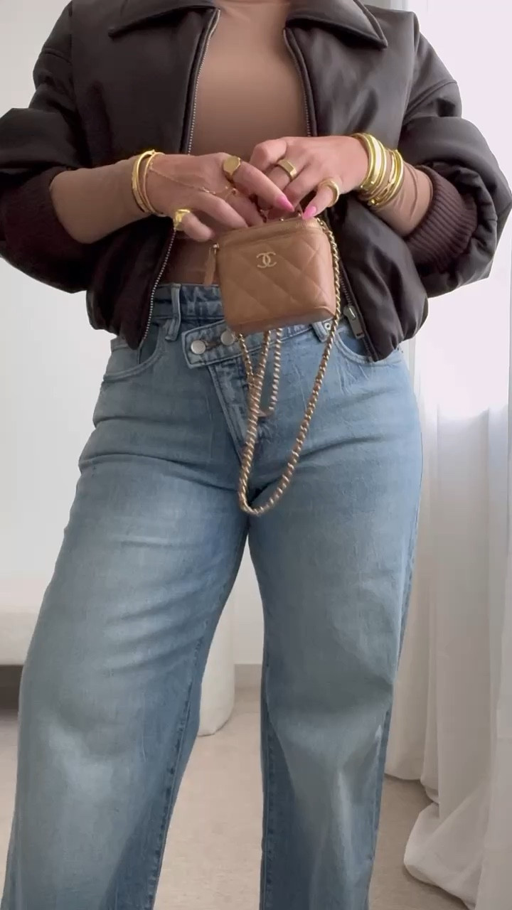 Leather bomber jacket is one size. I’m a true medium and it fits me perfect. The waist has a ton of stretch as do the wrist bands.

Criss Cross wide leg jeans are pretty big, I got my true size 29 and will have them hemmed and the waist taken in.

#LTKFindsUnder100 #LTKSeasonal #LTKVideo