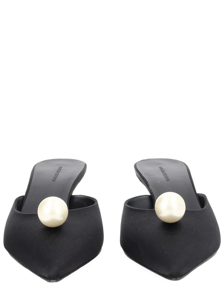 Magda Butrym Silk Pearl-Embellished Mule — Black - 37 | Italist Inc.