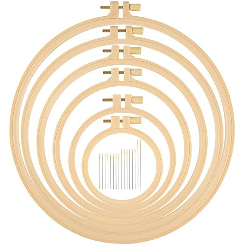 6 Pcs Embroidery Hoop 6 Size, Round Plastic Cross Stitch Hoop with 16 Needles (3.6In to 10.7 in), Small Embroidery Hoop, Cross Stitch Hoops and Frames, Suitable for Embroidery, Craft Sewing | Amazon (US)