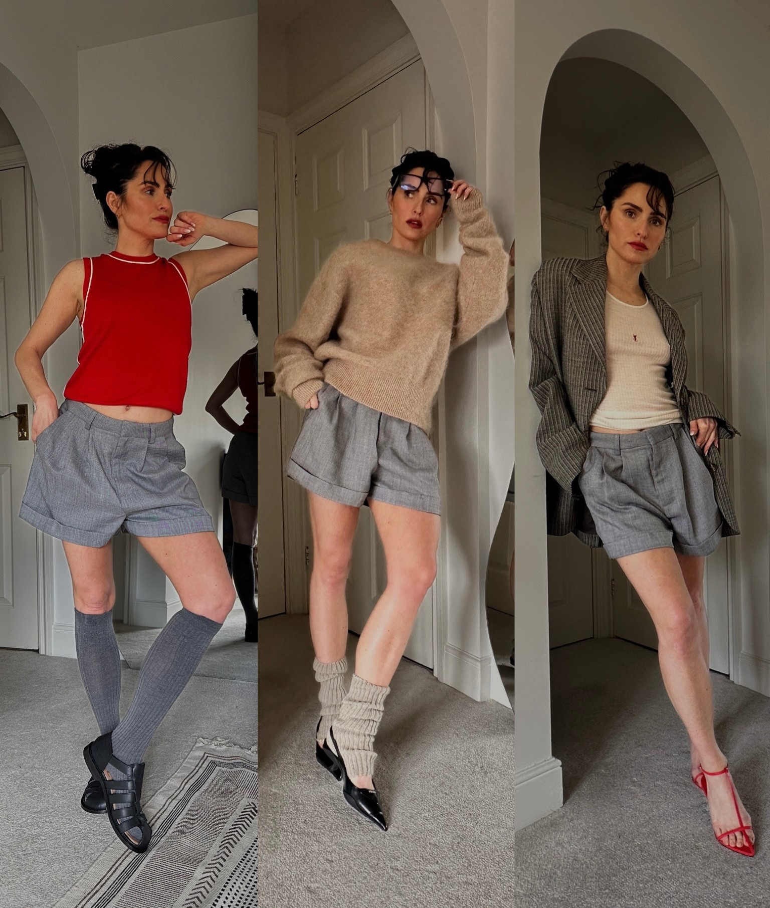 One pair of shorts, styled three ways.


Spring outfits, workwear, summer shorts, elegant shorts, fisherman sandals, basic tshirt, heeled sandals

#LTKstyletip #LTKuk #LTKspring