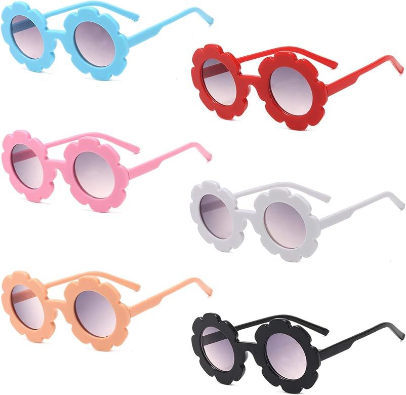 YVENIGHT 6 Pieces Kids Sunglasses Cute Flower Shaped Sunglasses for Boys Girls Party Accessories | Amazon (US)