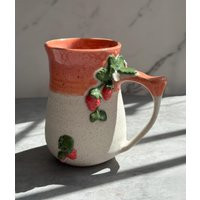 Preorder Handmade Strawberry Mug & Plate Set Pink Glazed Porcelain | Etsy (US)