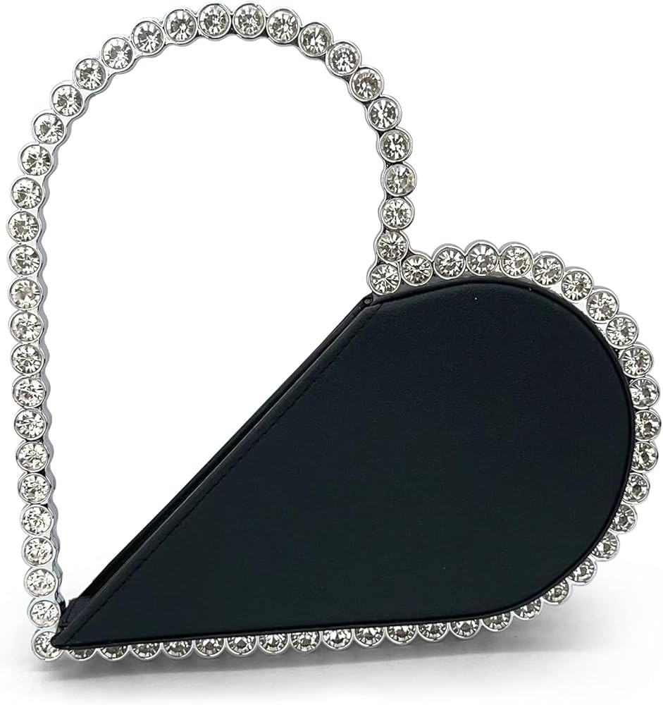 Cute Mini Heart Shape Clutch Bag Rhinestone Diamond Frame Wedding Party Clutch Purse for Women | Amazon (US)