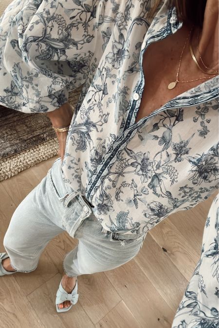 This beautiful white and blue blouse for spring and summer is 30% off.
Wearing an Xs 

#LTKover40