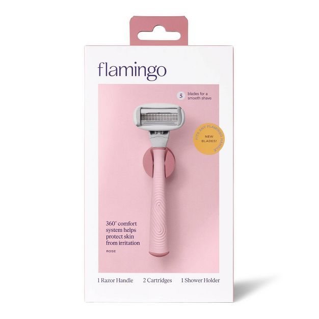 Flamingo 5-Blade Women's Razor - 1 Razor Handle + 2 Razor Blade Refills - Rose | Target