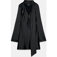 Zara - Satin Effect Scarf Dress - Women - Black - Women | Zara US
