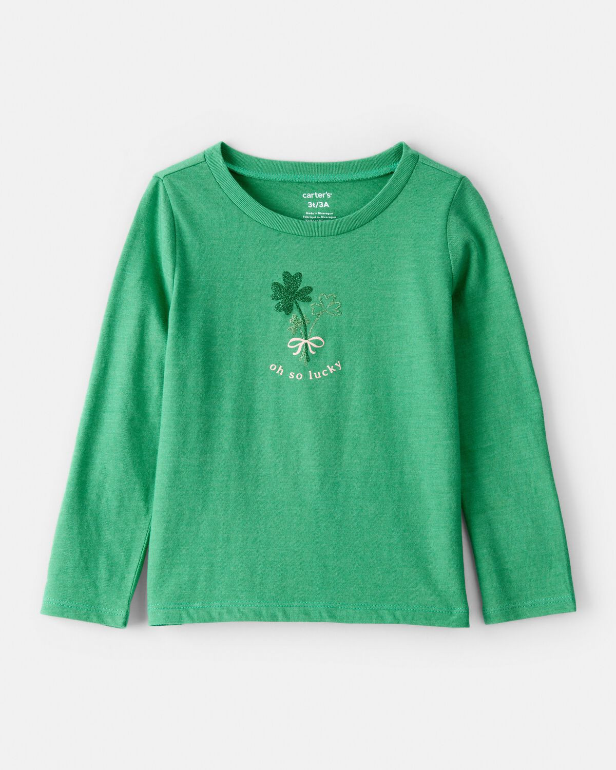 Toddler Girl St. Patrick's Day Shamrock Long-Sleeve Graphic Tee - Green | Carter's Inc