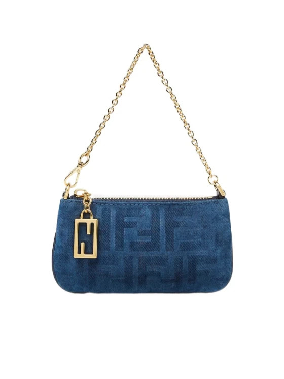 Fendi Baguette FF Denim Mini Pouch | Senser US