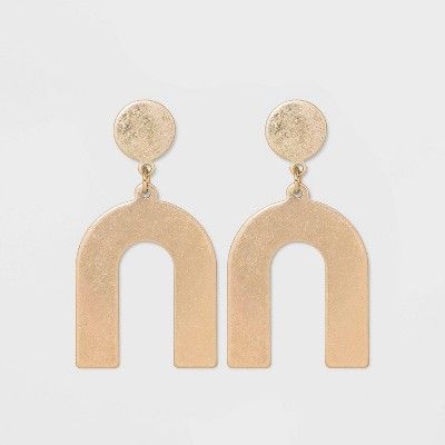 Flat Geometric Brass and in Worn Gold Post Top Stud Earrings - Universal Thread™ Gold | Target