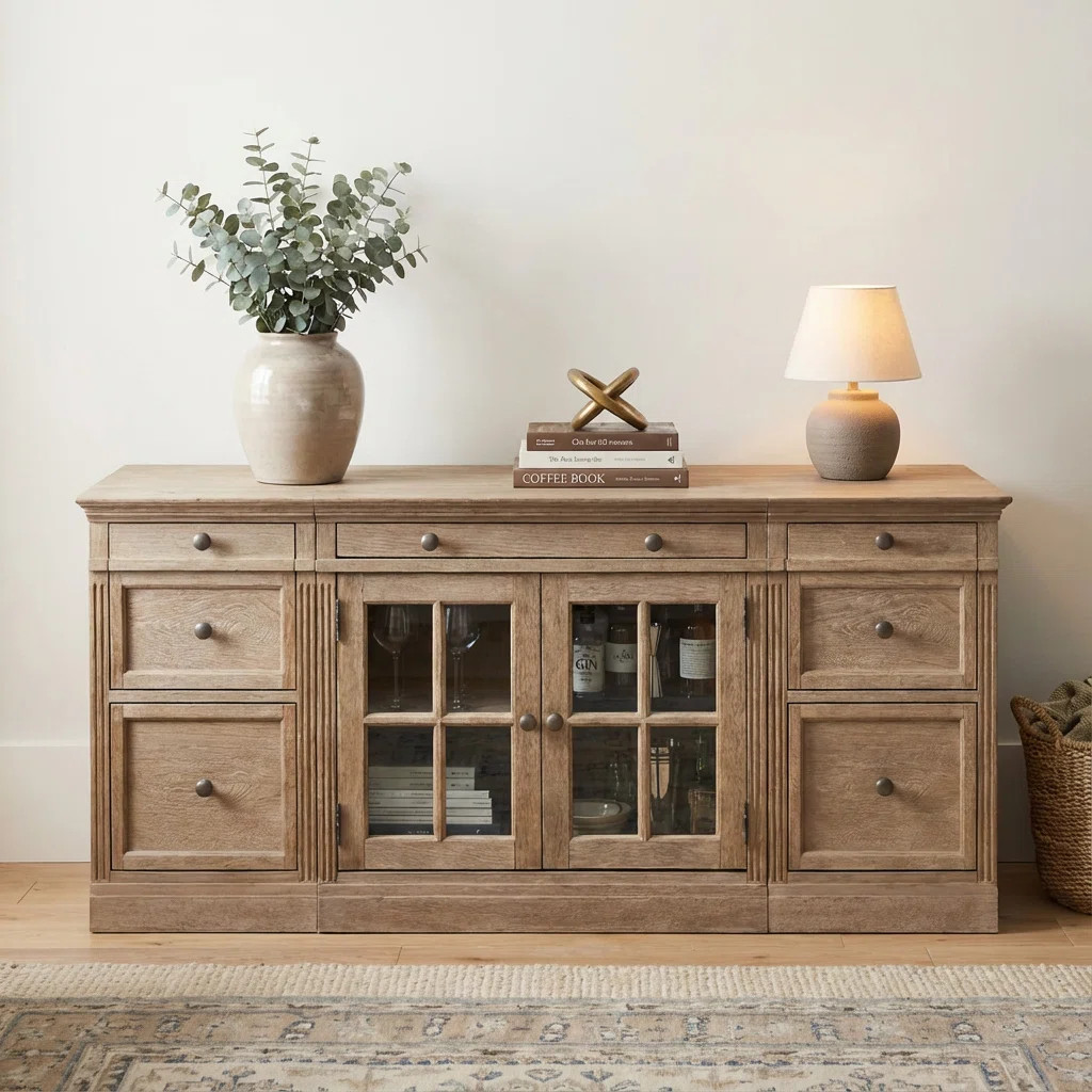 Solid Wood Sideboard Cabinet TV Console Honey Pine Wood | Wayfair North America