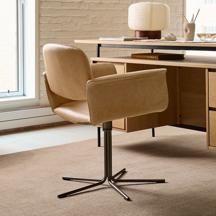 Nelson Leather Swivel Office Chair | West Elm (US)