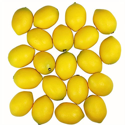 20 pcs Fake Lemons Decorations Faux Fruits Artificial Yellow Lemons for Lemon Wreath Garland Lemonade Party Kitchen Table Summer Spring Décor Fruit Bowl Vase Fillers Photography Props | Amazon (US)