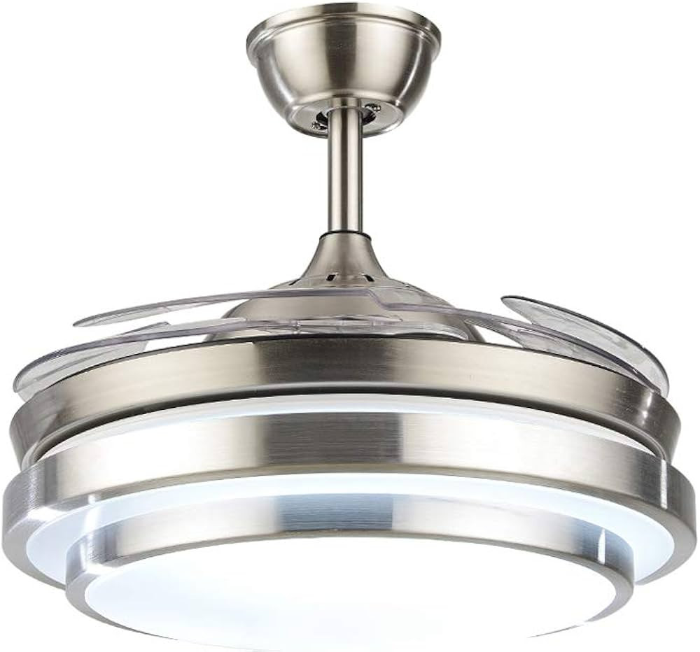 Fandian 42" Modern Ceiling Light with Fans Remote Control, 4 Retractable Blades with 3 Light Colo... | Amazon (US)