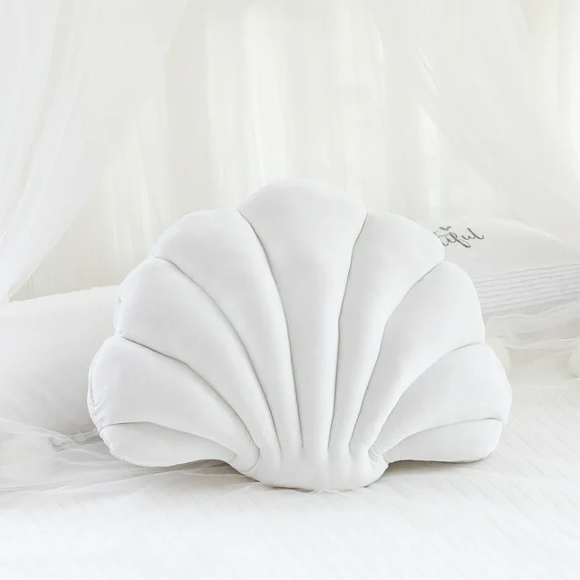 Uklsqma Soft Velvet Seashell Shaped Throw Pillow - Decorative Beach Themed Cushion for Sofa, Bed,... | Walmart (US)