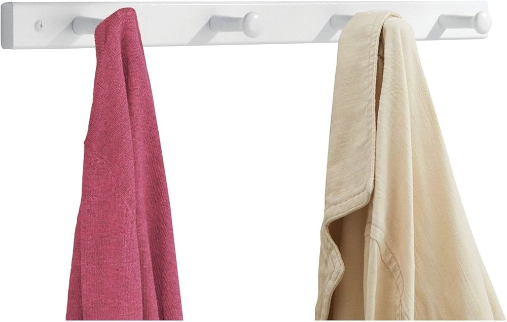 iDesign Wooden Wall Mount 4-Peg Coat Rack for Hanging Jackets, Leashes, Purses, Hats, Scarves, Ba... | Amazon (US)