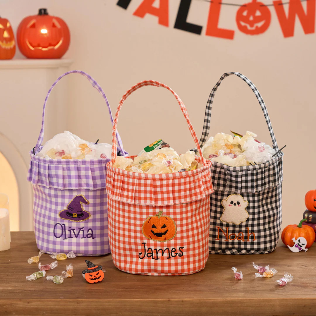 Halloween Basket, Trick or Treat Bag, Personalized Halloween Basket, Custom Embroidery Halloween ... | Etsy (US)