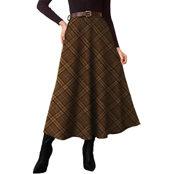 Pink Queen Plaid Skirts for Women A Line High Waist Flared Tartan Skirts | Amazon (US)