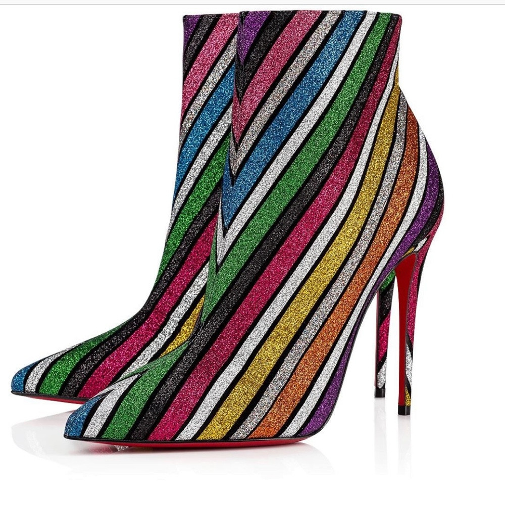 Christian Louboutin So Kate Glitter Rainbow Striped Bootie | Poshmark