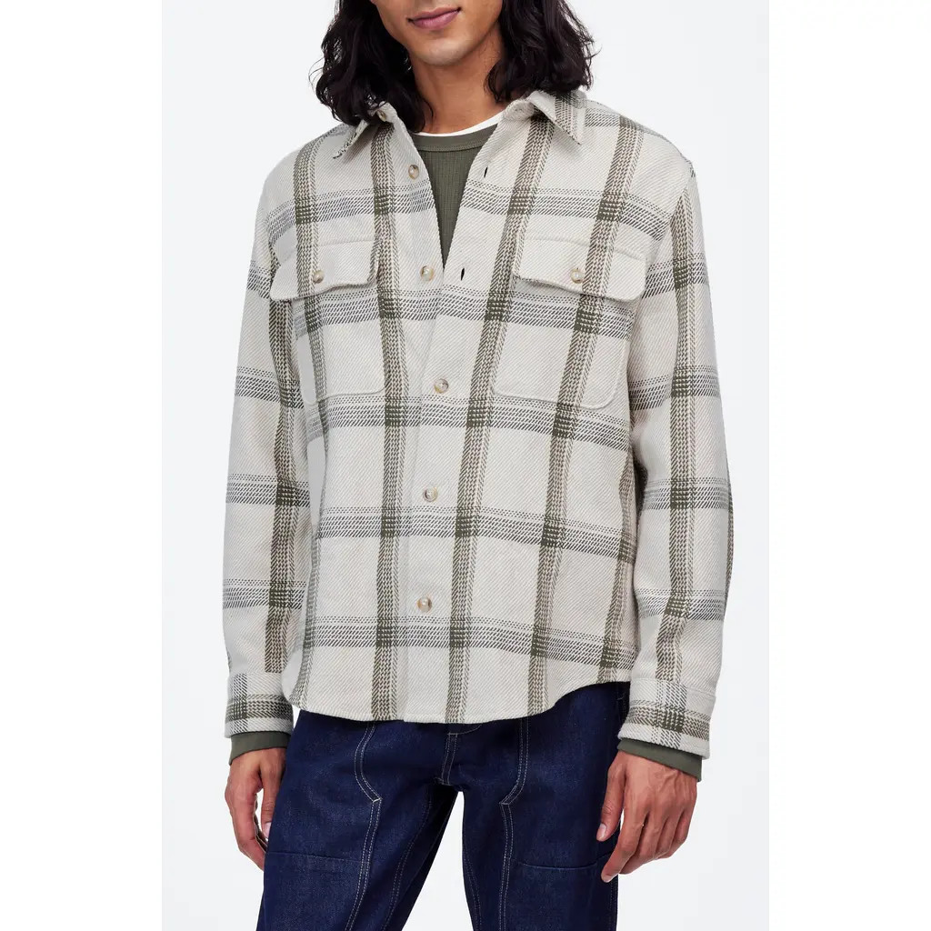 Madewell Plaid Cotton Blend Flannel Button-Up Shirt in Bleached Canvas Heather at Nordstrom, Size Medium | Nordstrom