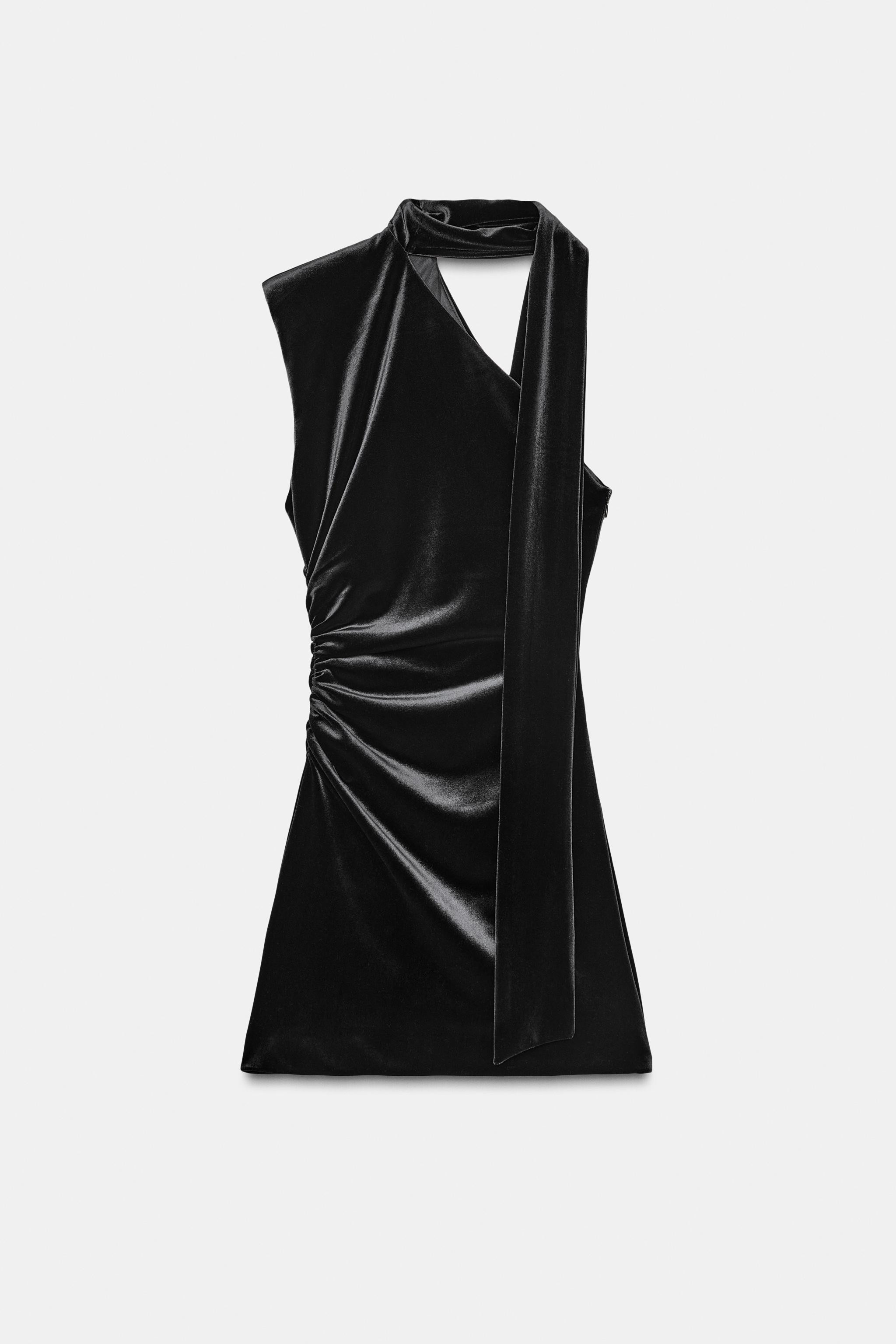SHORT VELVET FOULARD DRESS | Zara UK