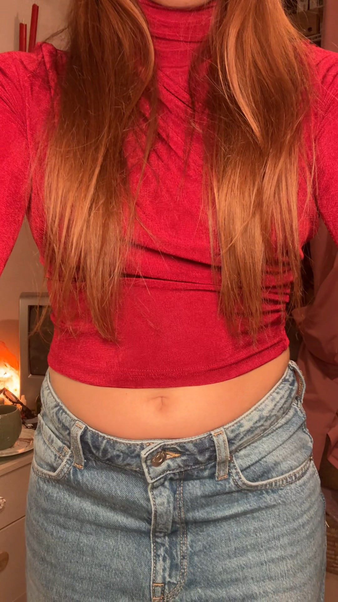 Shimmery red turtleneck #shopcider
#festive #christmasparty 
STAND COLLAR RUCHED LONG SLEEVE TEE from Cider ❤️

#LTKstyletip #LTKwinter #LTKpartywear