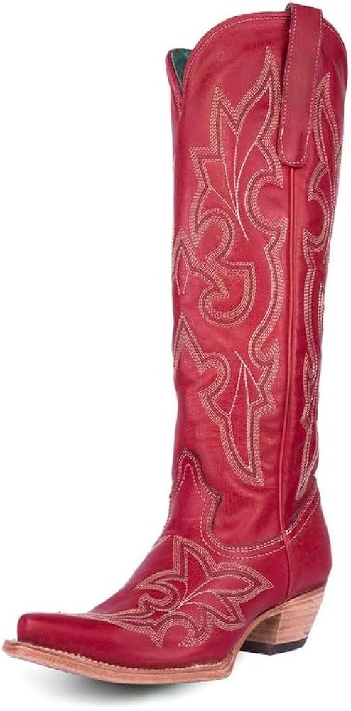 Corral Ladie's RED Embroidery Tall TOP, Corral Large 65X35 Sole,Cowhide Leather, Western Boot, A4... | Amazon (US)