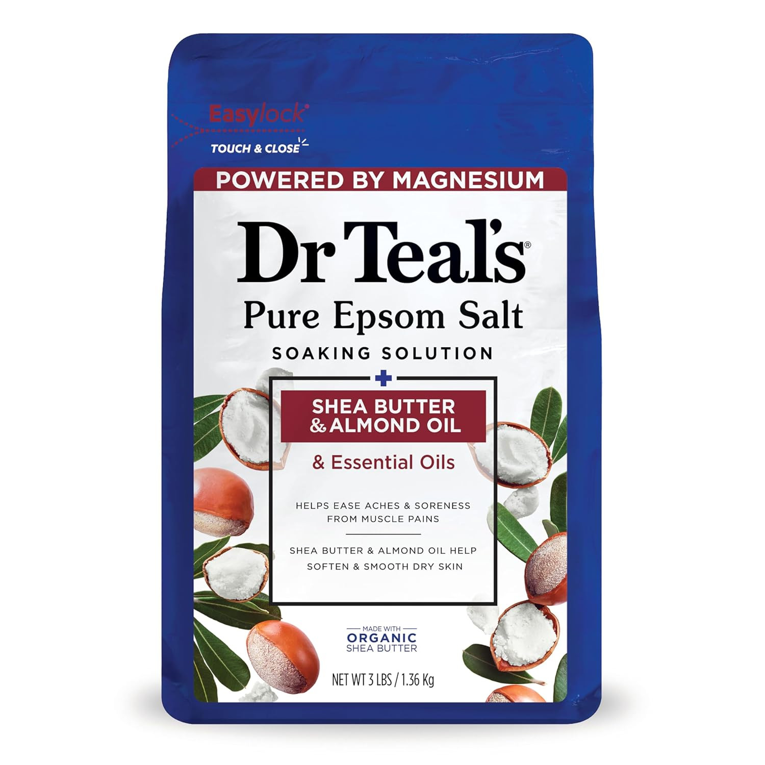 Dr Teal's Epsom Salt Magnesium Soak, Soften & Moisturize with Shea Butter & Almond Oil, 3 lbs | Amazon (US)