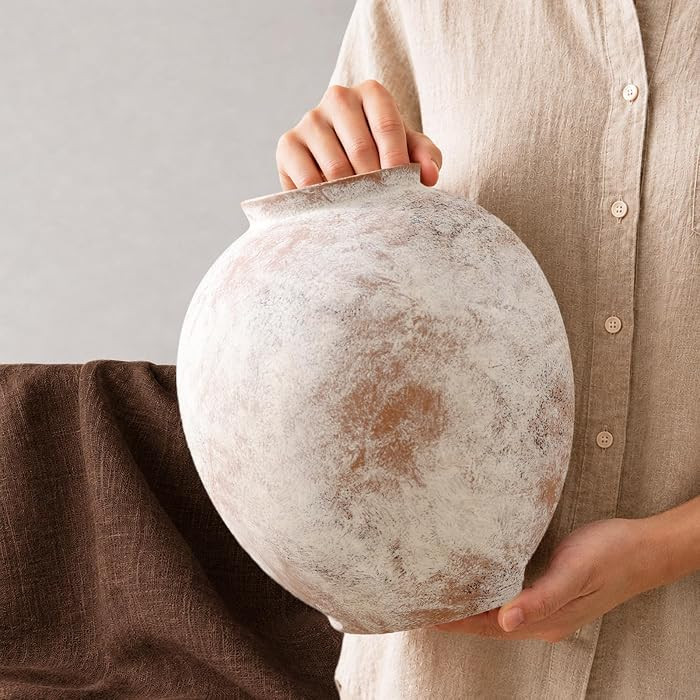 Large Ceramic Vase - 9.8 Inch Rustic Farmhouse Flower Vaase | Amazon (US)