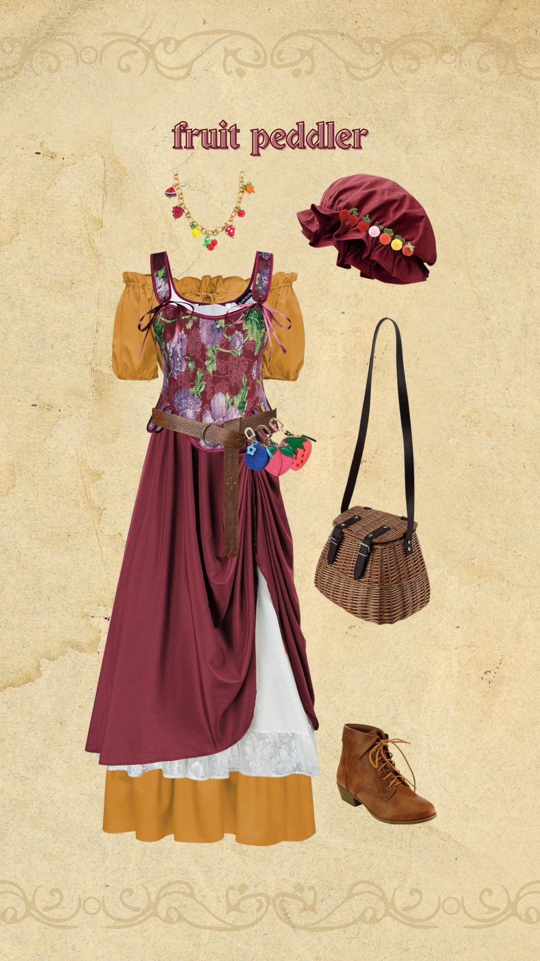 Fruit Peddler look for ren faire!

Tags: Renaissance Faire, fantasy, medieval, corsett