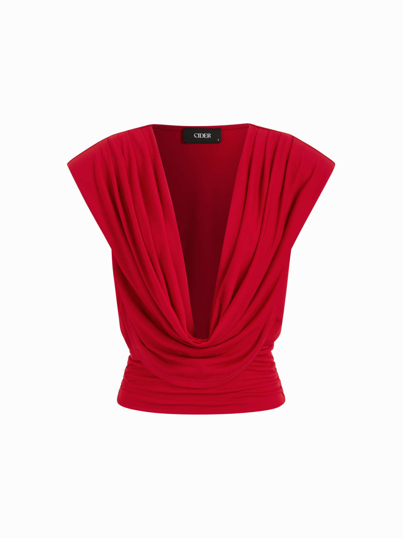 Strickstoff Hochdehnbarer Crop-Top mit Kragenhals und drapierter, geruchter Stoff For Lässige Al... | Cider