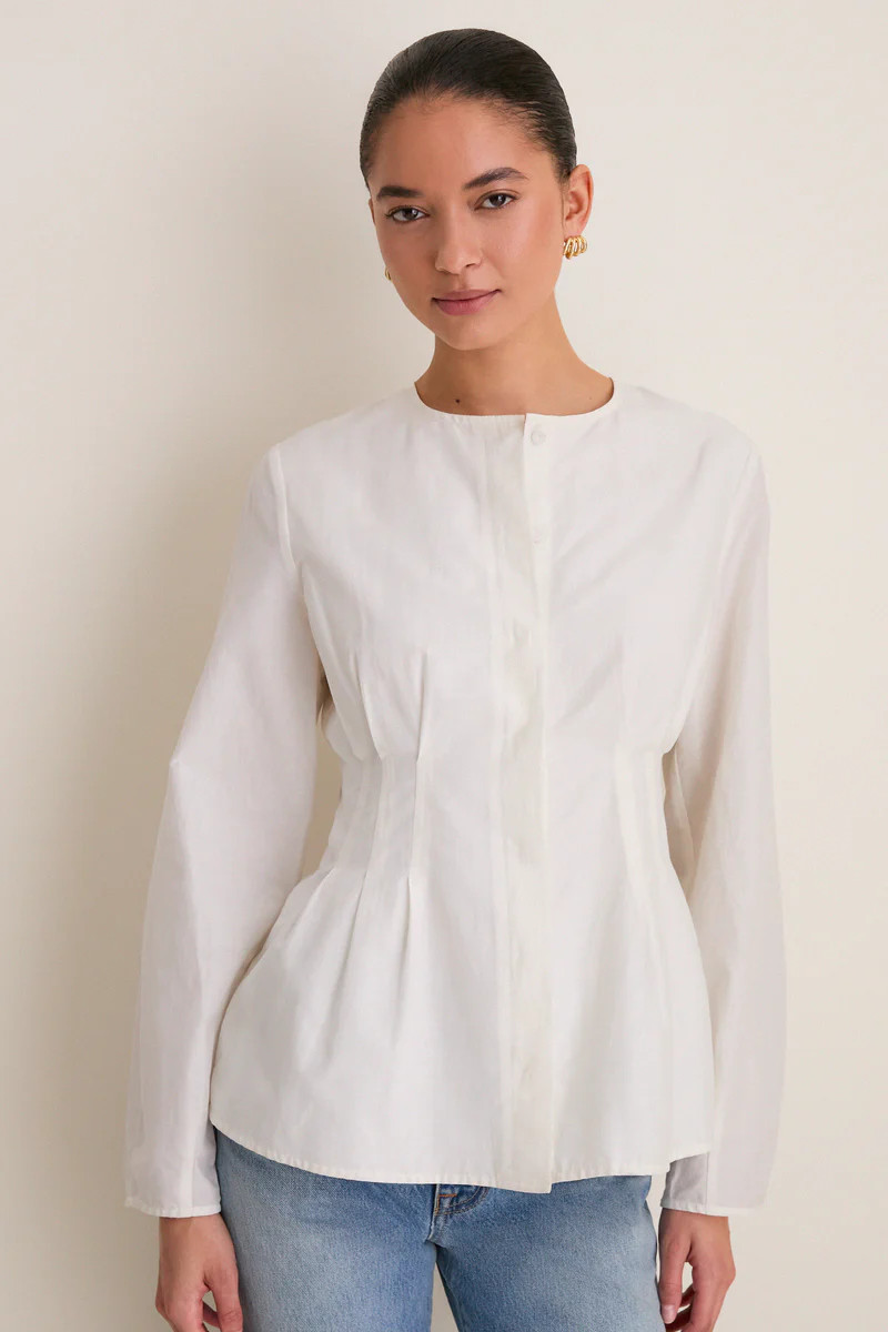 White Cotton Silk Arden Top | Tuckernuck (US)
