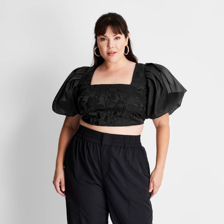 Women's Puff Short Sleeve Organza Cropped Blouse - Future Collective™ with Kahlana Barfield Bro... | Target