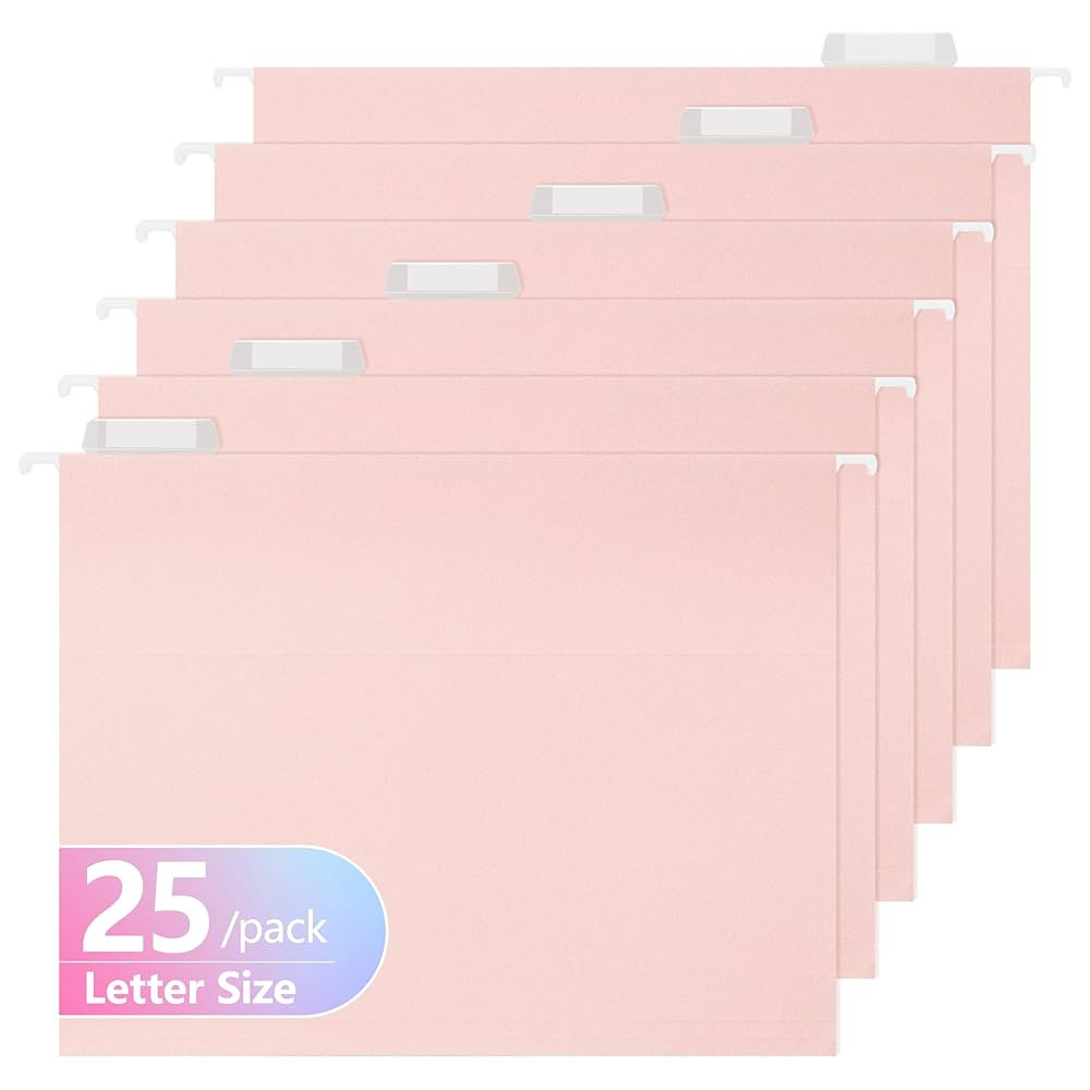 Hanging File Folders,25 Pack Reinforced Hang Folders Letter Size,Adjustable 1/5-Cut Tabs,Designed... | Amazon (US)