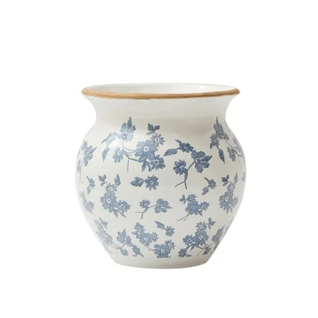 My Texas House 8" Blue Ceramic Floral Vase | Walmart (US)
