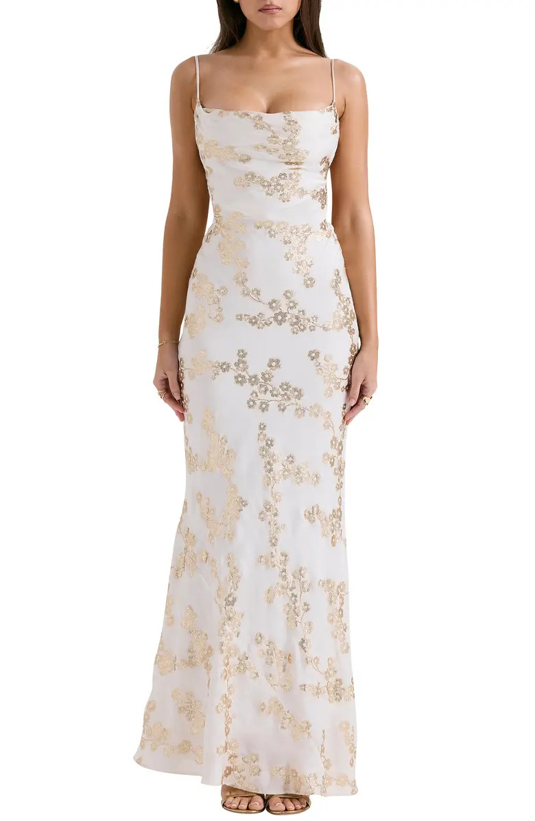 HOUSE OF CB Caprina Embroidered Floral Trumpet Gown | Nordstrom | Nordstrom