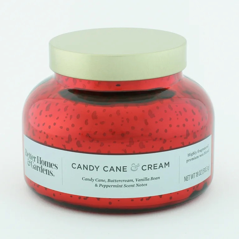 Better Homes & Gardens 18oz Candy Cane & Cream Mercury 2-Wick Jar Candle | Walmart (US)