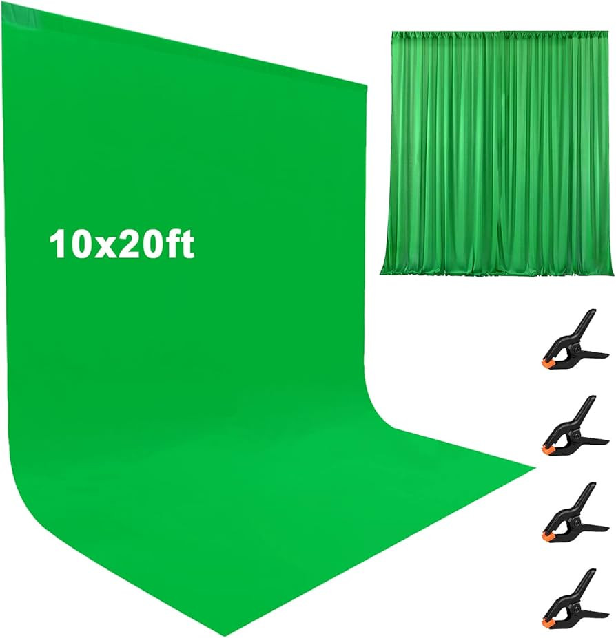 10X20ft Large Green Screen Backdrop for photography, LCUIRC TWO ROD POCKET Chromakey Collapsible ... | Amazon (US)