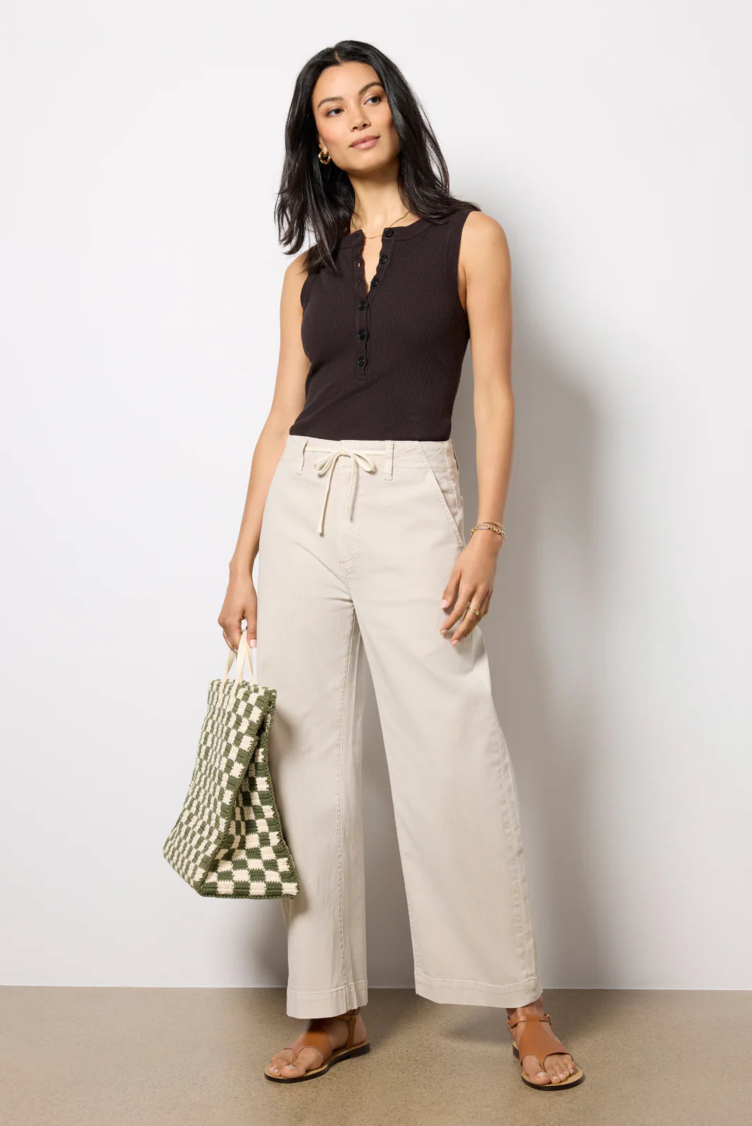 PAIGE Women's Ariella Ankle with Tie Pants, Size 27, Taupe | Evereve