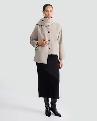 F&F Button Front Scarf Jacket in Neutral | Tesco F&F