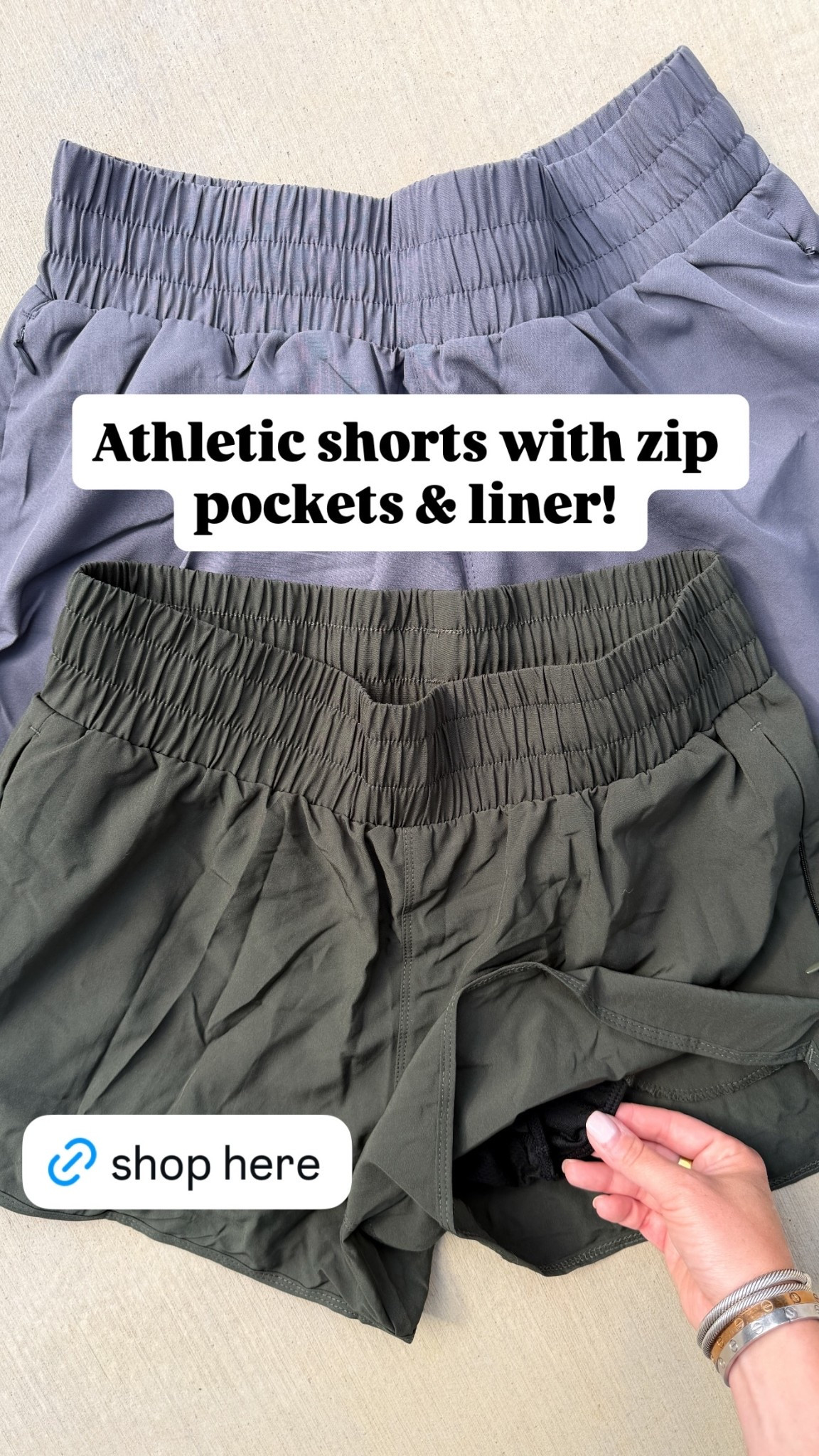 Athletic shorts with zip pockets & liner!