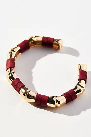 Leather-Wrapped Bamboo Cuff Bracelet | Anthropologie (US)