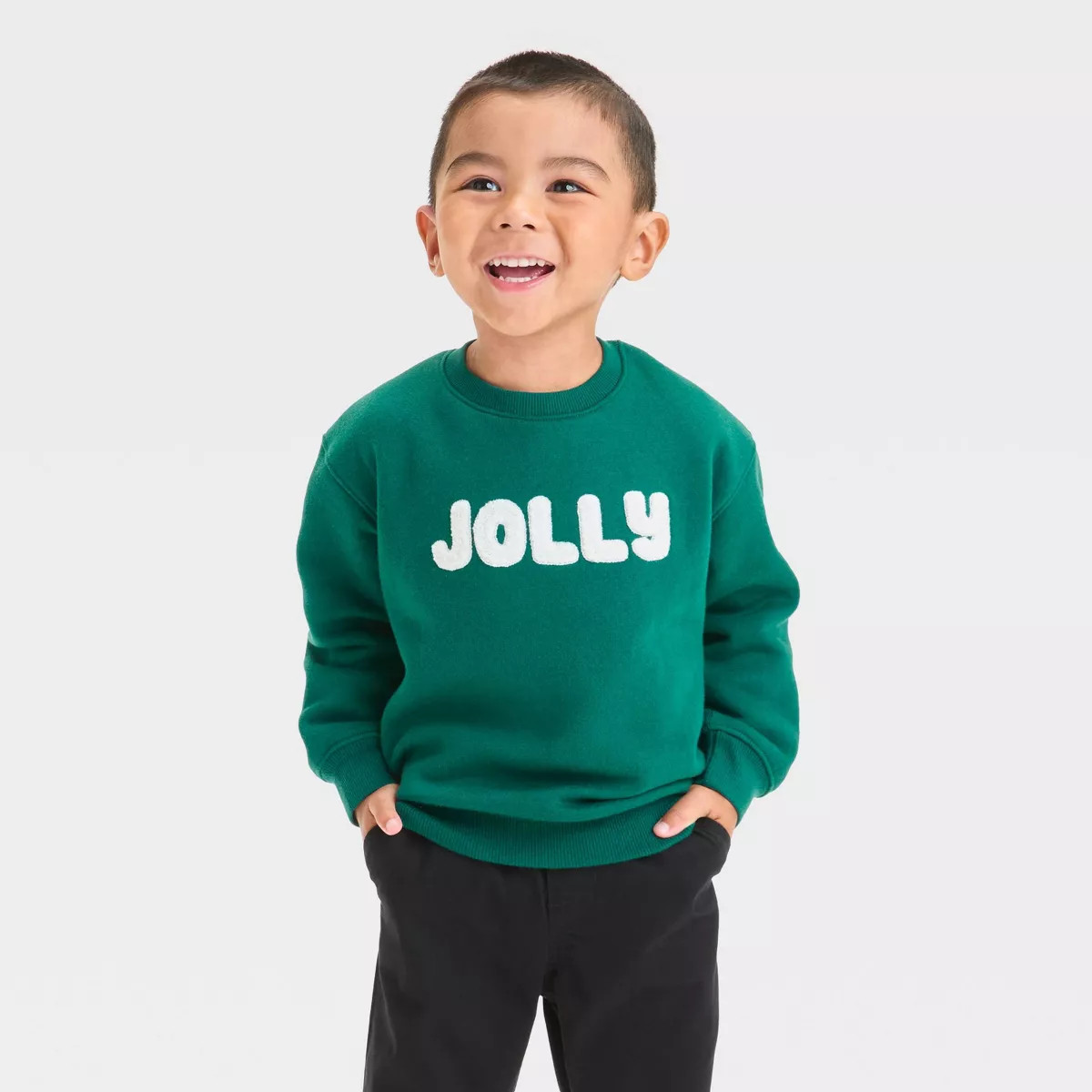 Toddler Boys' Jolly Fleece Crew Neck Sweatshirt - Cat & Jack™ Green | Target