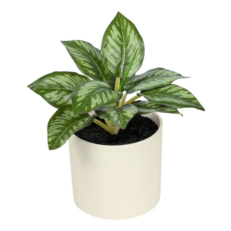 Mainstays 6.5" Artificial Purple Leaf Plant in Cream Pot | Walmart (US)
