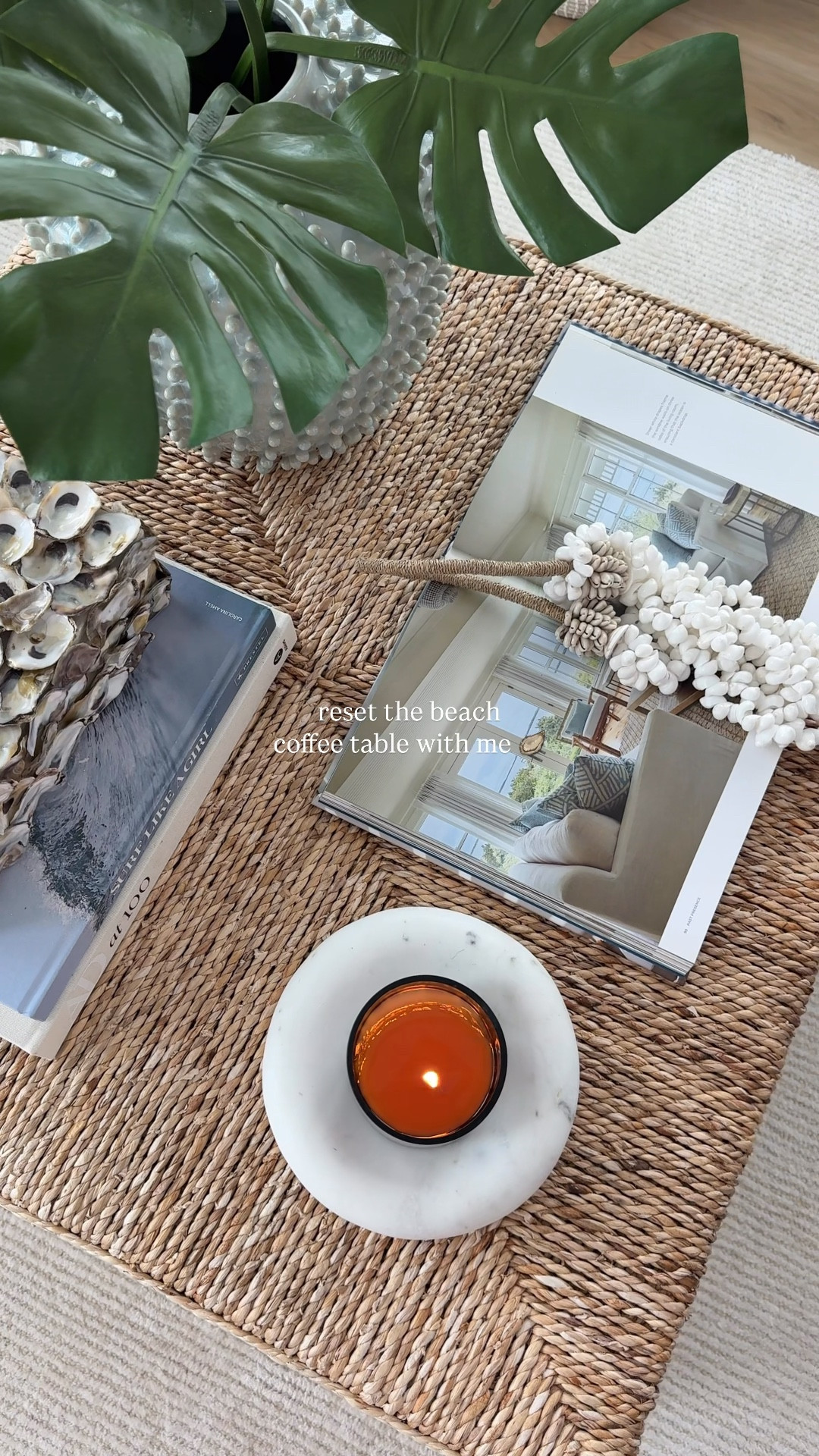 our happy place 🦪 | creating a beach bungalow vibe with collected pieces makes this place even more special 🤍

#beachhouse #coffeetable #coffeetabledecor #coastaldecor #emeraldisle 

#LTKHome #LTKTravel #LTKSeasonal