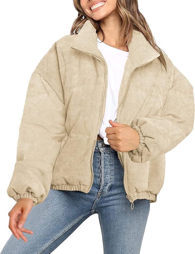 SAUKOLE Womens Winter Dolman Long Sleeve Full-zip Quilted Jacket Coat Warm Outerwear | Amazon (US)