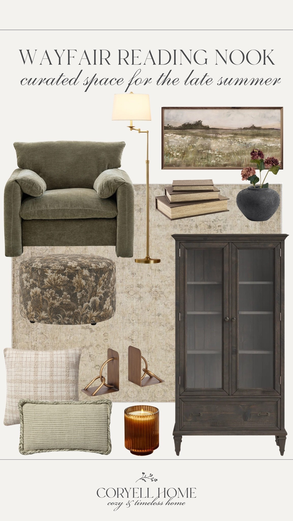 How beautiful is this reading nook with all finds from Wayfair? 🤍 I absolutely love this bookshelf, this cozy velvet chair, and this floral ottoman. 😍 Such a cozy space to wind down!

#LTKHome