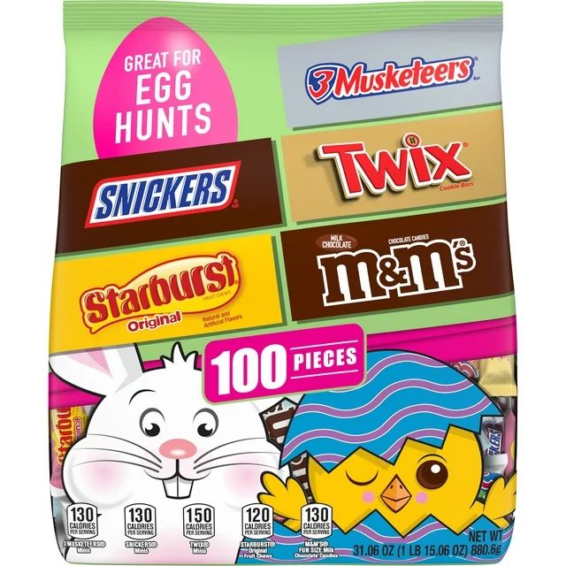 M&M's, Snickers, Twix, 3 Musketeers & Starburst Easter Basket Stuffers - 100 Ct Bulk bag | Walmart (US)