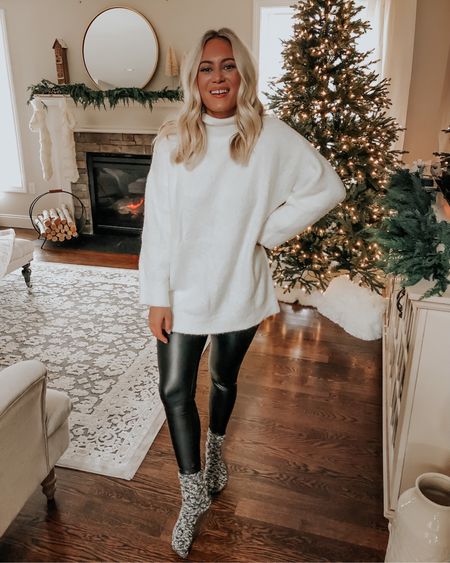 Cozy sweater, cozy holiday home, faux leather leggings, cozy loungewear, holiday home 

#LTKhome #LTKstyletip #LTKHoliday